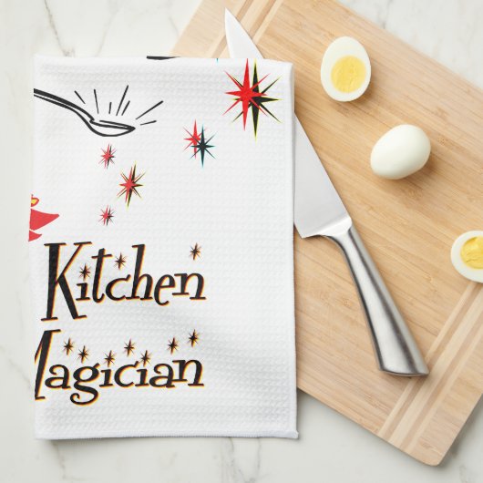 Keukenmagische retrorecooking theedoek (Quarter Fold)