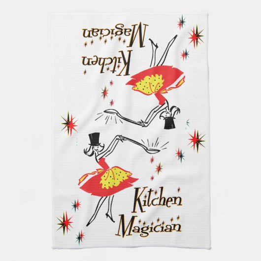 Keukenmagische retrorecooking theedoek (Verticaal)