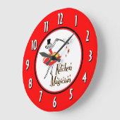 Keukenmagische rode witte getallen wandklok (Hoek)