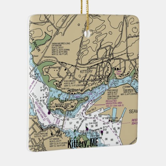 Keukenmaine Nautical Chart Keramisch Ornament (Rechts)
