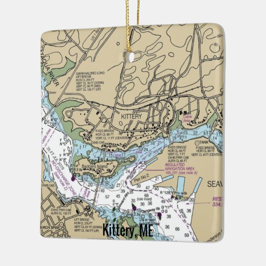 Keukenmaine Nautical Chart Keramisch Ornament (Links)