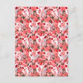 Keukenmaskers en bloeiende camellia op roze briefkaart (Voorkant)