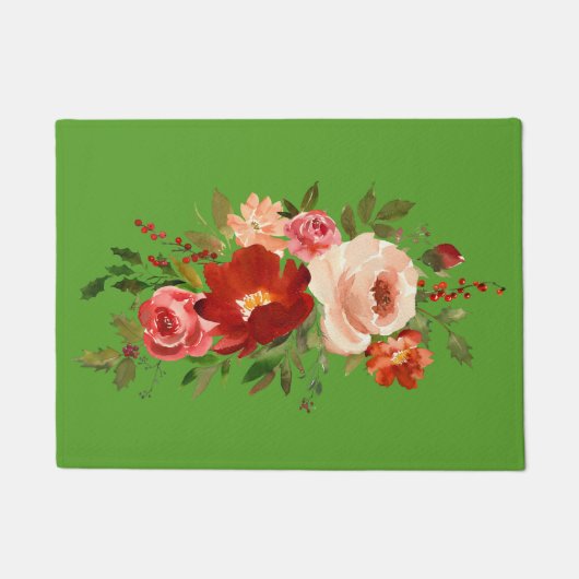 Keukenmat Keuken vloermat Rood Groene Rozen Deurmat (Voorkant)