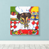 KEUKENMEESTER DACHSUND CANVAS AFDRUK (Insitu (Houten vloer))