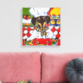 KEUKENMEESTER DACHSUND CANVAS AFDRUK (Insitu (Woonkamer))