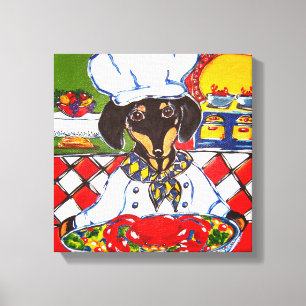 KEUKENMEESTER DACHSUND CANVAS AFDRUK