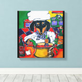 KEUKENMEESTER DACHSUND CANVAS AFDRUK (Insitu (Houten vloer))