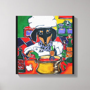 KEUKENMEESTER DACHSUND CANVAS AFDRUK