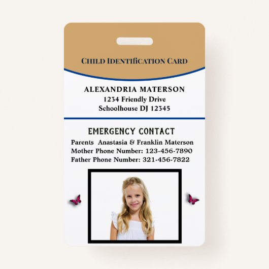 Keukenmeisje ID-identificatie Noodkaart Badge (Voorkant)