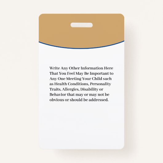 Keukenmeisje ID-identificatie Noodkaart Badge (Achterkant)