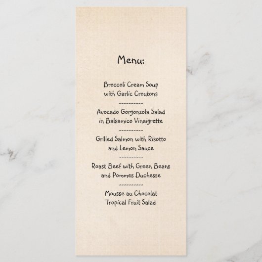 keukenmenu menu (Achterkant)