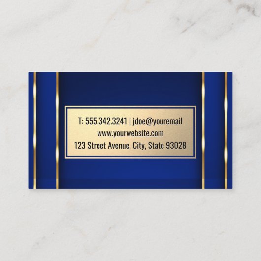 Keukenmes | Goud Blauw Metaalachtig Visitekaartje (Achterkant)