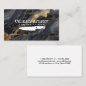 keukenmes | Goud Zwart Marmer | Chef-kok Visitekaartje (Voorkant / Achterkant)