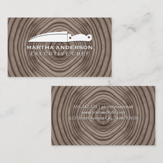 Keukenmes | Houten Achtergrond Visitekaartje (Voorkant / Achterkant)