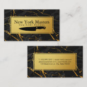 Keukenmes | Zwarte Marmer | Goud Metaal Visitekaartje (Voorkant / Achterkant)
