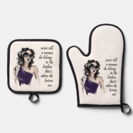 Keukenmessen horen erbij ovenwant & pannenlap set