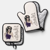 Keukenmessen horen erbij ovenwant & pannenlap set (Voorkant / Achterkant)