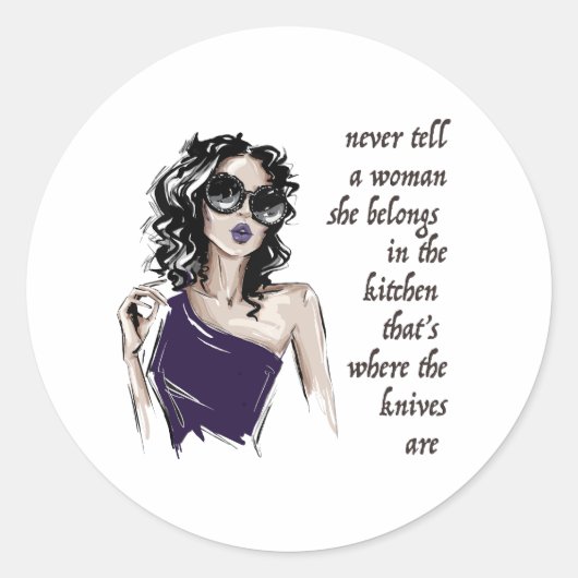 Keukenmessen horen erbij ronde sticker (Voorkant)