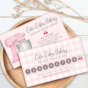 Keukenmixer Blush Roze Gingham Plaid Bakkerij Chef Klantenkaartje