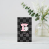 Keukenmixer Blush Roze Zwart Geruit QR Code Visitekaartje (Staand voorkant)