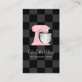Keukenmixer Blush Roze Zwart Geruit QR Code Visitekaartje (Voorkant)
