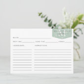 Keukenmonogram Blauwgroen Floral Foliage Recipe (Staand voorkant)