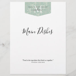 Keukenmonogram Floral Blauwgroen groen recept divi