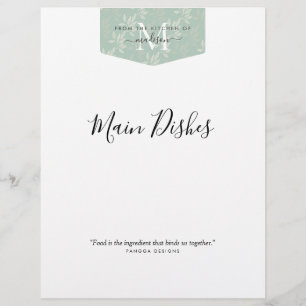 Keukenmonogram Floral Blauwgroen groen recept divi