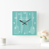 Keukenmuurklok met kookgereedschap vierkante klok (Huis)