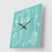 Keukenmuurklok met kookgereedschap vierkante klok (Hoek)