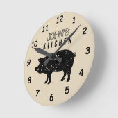 Keukenmuurklok met logo ronde klok (Hoek)