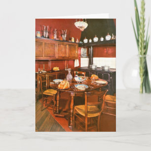 Keukenontwerp in de jaren vijftig feestdagen kaart