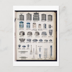 Keukenopslag en keukengerei van een handelscatalog briefkaart