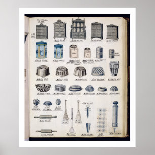 Keukenopslag en keukengerei van een handelscatalog poster