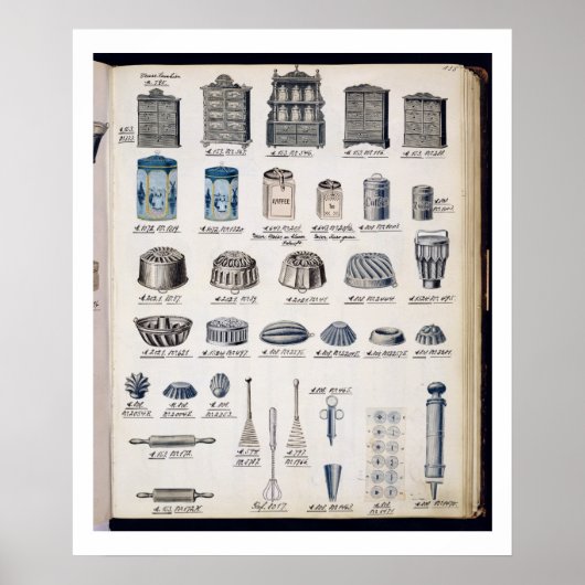 Keukenopslag en keukengerei van een handelscatalog poster (Voorkant)