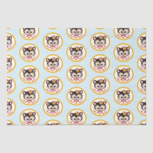 Keukenpapierplatte set met retro Kitten Tissuepapier (Voorkant)