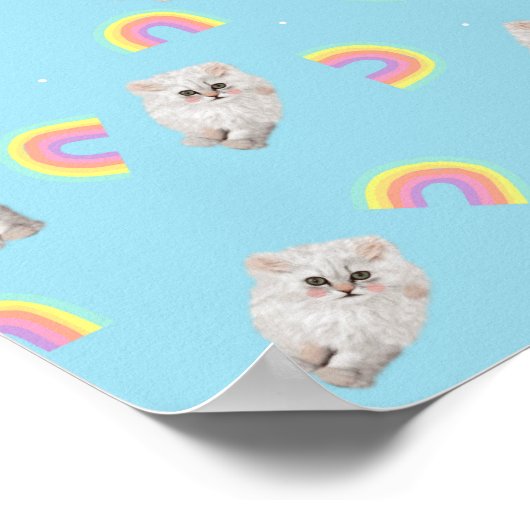 Keukenpasta esthetische kat Kitten Rainbows Blue Poster (Hoek)