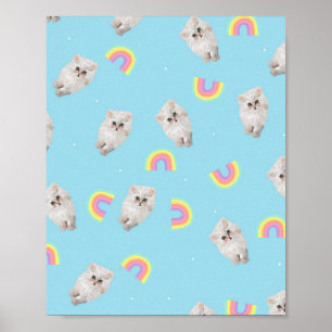 Keukenpasta esthetische kat Kitten Rainbows Blue Poster