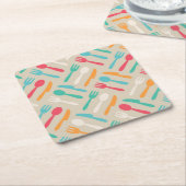 Keukenpatroon 3 kartonnen onderzetters (Schuin)