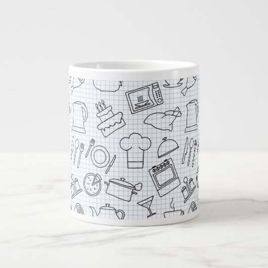 Keukenpatroon 4 grote koffiekop (Voorkant)