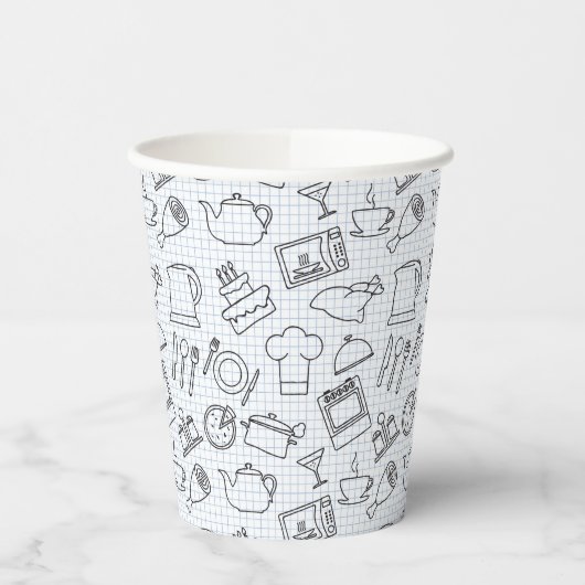 Keukenpatroon 4 papieren bekers (Links)