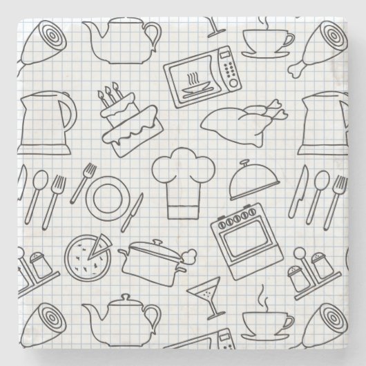 Keukenpatroon 4 stenen onderzetter (Voorkant)