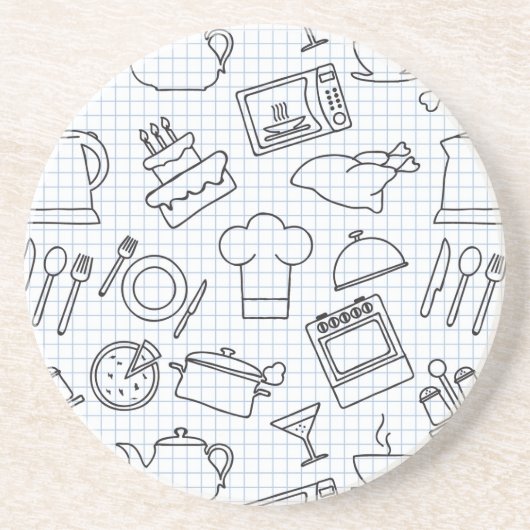 Keukenpatroon 4 zandsteen onderzetter (Voorkant)