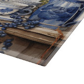 Keukenplank Blauw Witte gerechten Sinaasappels Snijplank (Hoek)