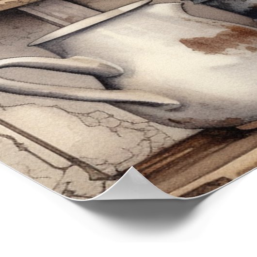  keukenplank blikken pot koffiepot pitcher poster (Hoek)