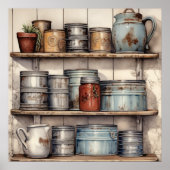  keukenplank blikken pot koffiepot pitcher poster (Voorkant)
