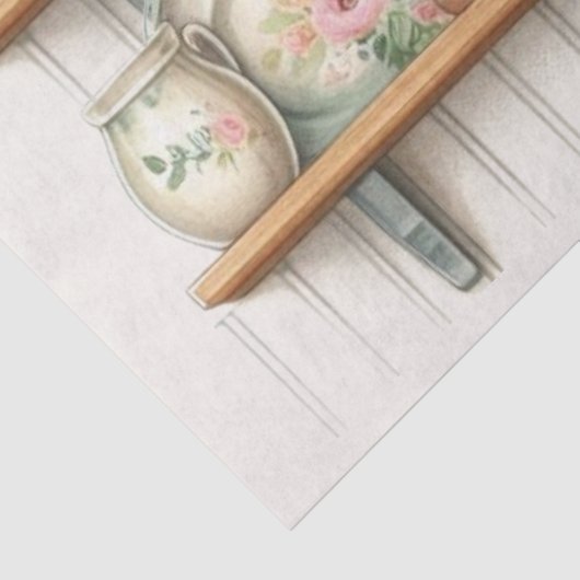 keukenplank Borden Canisters Planten Tissuepapier (Detail)