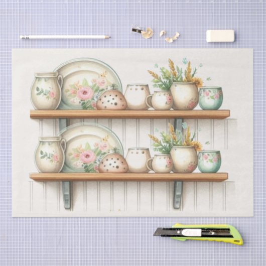  keukenplank Borden Canisters Planten Tissuepapier (Craft)