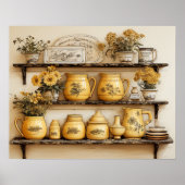  Keukenplank Gele Containers Bloemen Poster (Voorkant)