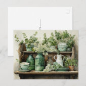 Keukenplank Groene potten Clay Pots Briefkaart (Voorkant / Achterkant)